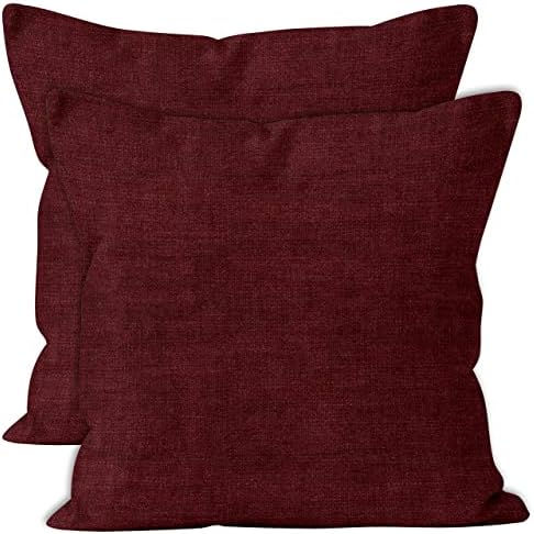 Encasa Chenille Cushion Covers Set of 2 | Mustard - (16"x16") (40x40 cm) | Decorative Accent Square Throw Pillow Cases For Couch, Home Decor, Sofa