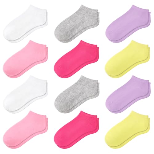 12 Pairs Girls Socks Ankle Low Cut Sock School for Kid Girls for 2-4 Years