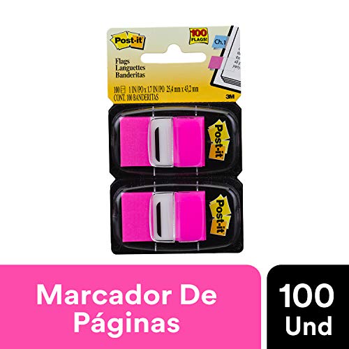 Post-It Flags, 50/Dispenser, 2 Dispensers/Pack, 1 In Wide, Bright Pink (680-Bp2) #TOP1