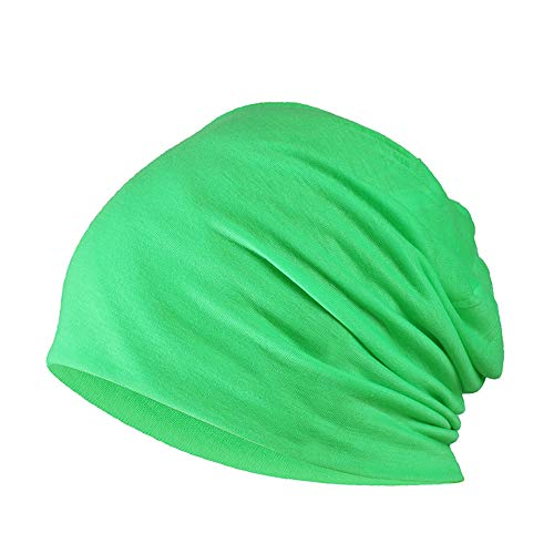 YOFASEN Slouchy Beanie Mütze - Chemo Cancer Kopfbedeckung aus Baumwolle Schlafmütze Turban Kopfbedeckung Strecken Muslimisches Kopftuch für Frauen Männer, Grün, One size