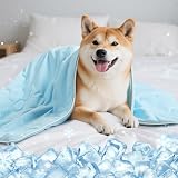 【瞬間冷感】 クールブランケット ペット用 100×75cm Pawaboo 接触冷感 犬用 ひんやりブランケット 冷感毛布 両面使用 夏用 熱中症 暑さ対策 冷感グッズ 犬猫用 Q-MAX値0.4 洗濯機対応可能 冷感マット 多用途 柔軟 通気性 収納簡単 フワフワ スイカの縞模様キルト ブルー
