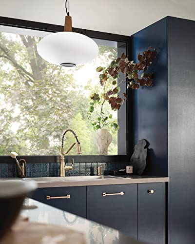 Moen Nolia Bronzed Gold One-Handle Pre-Rinse Spring Kitchen Faucet With Pull Down Sprayer, Single Hole Kitchen Sink Faucet With Soap Dispenser, 87886Bzg #TOP7