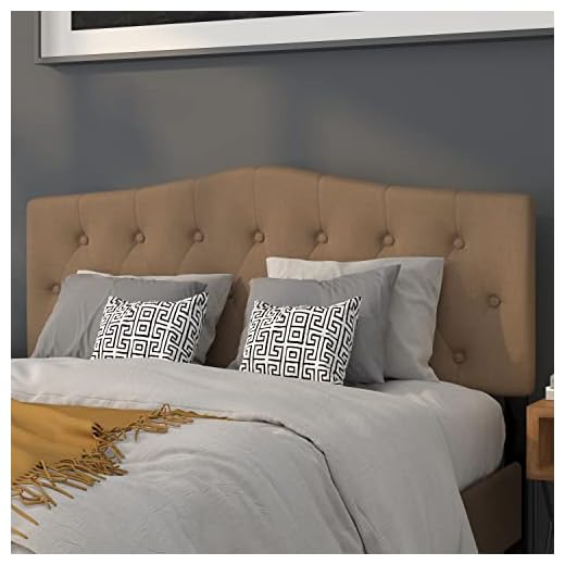 Flash Furniture Cambridge Tufted Upholstered Queen Size Headboard in Dark Brown Fabric