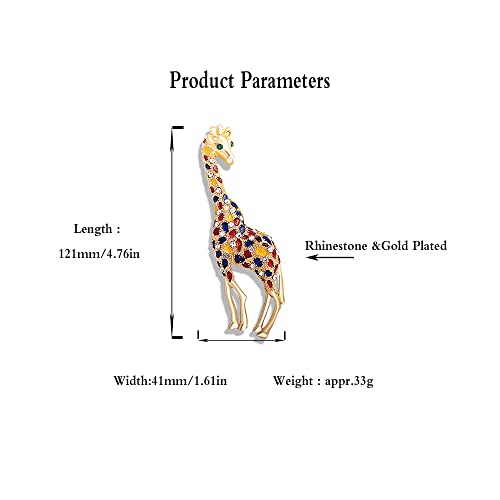 Image of Rhinestone Colorful Giraffe Brooch Pin for Women Girls Unisex Gold-Toned Fashion Crystal Big Animal Brooches Lapel Pins Cute Dress Accessories Birthday Easter JewelrySouvenir for Pet Lover