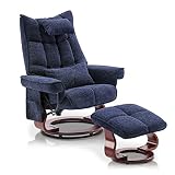 MCombo Swivel Recliner with Ottoman, TV Chair Sets with Vibration Massage, Ideal for Small Space, Living Room & Bedroom 4188 (Blue)