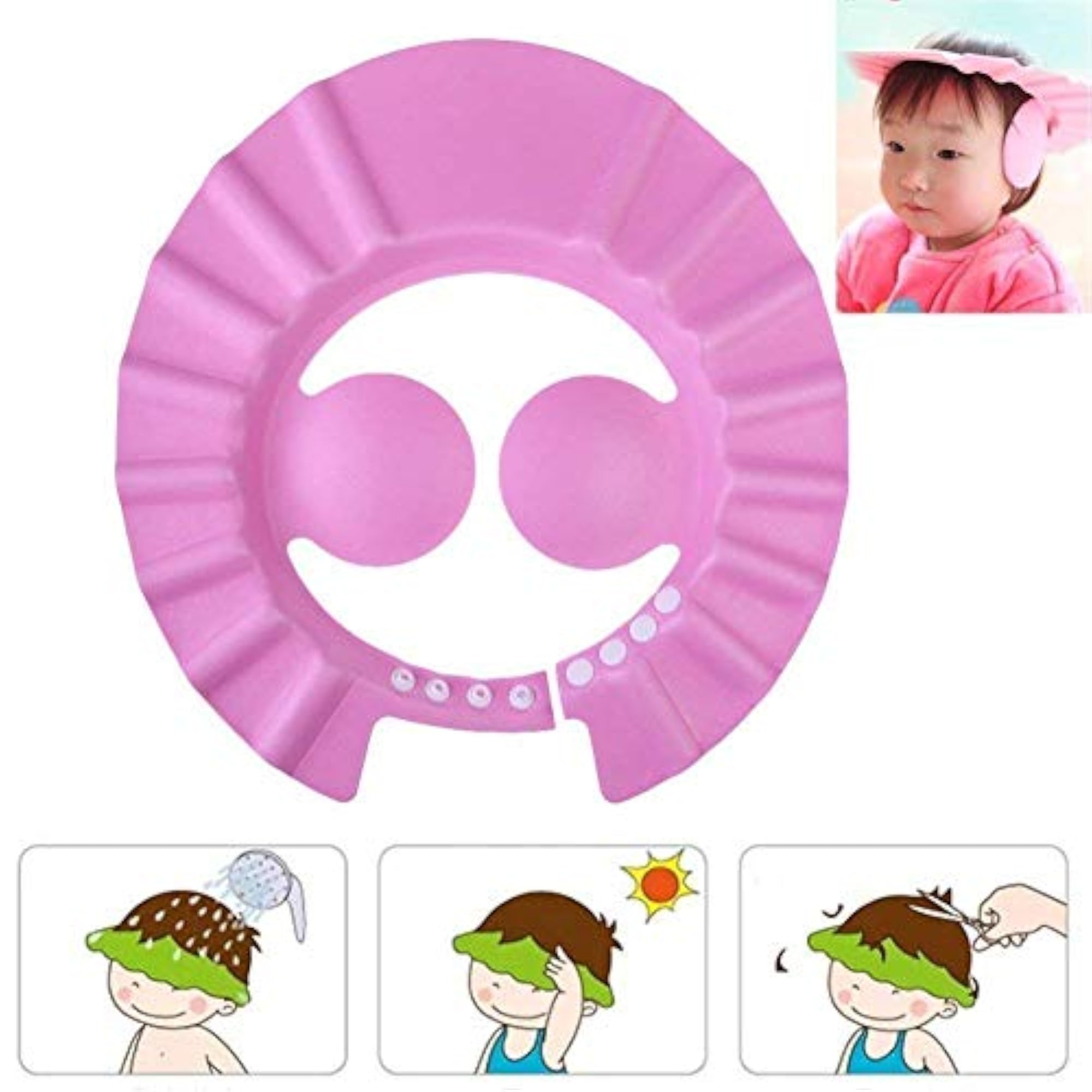 Adjustable Baby Shower Cap, Multicolour Eye & Ear Protection