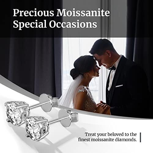 Moissanite Stud Earrings for Women and Men，925 Sterling Silver Earrings — view 7