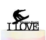 I Love Xtreme Sport Snowboard Kuchenaufsätze Hochzeit Geburtsta Acryl Dekor Cupcake Kuchen Topper Stand für Kuchen Party Dekoration 11 Stück