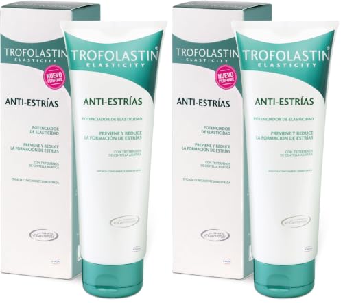 Trofolastin, Crema Antiestrías Reafirmante, Hidratación y Prevención de Estrías, Con Centella Asiática, Piel Flexible y Elástica, 250ml (Paquete de 2)