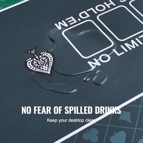 VEVOR Pokermatte Pokertischplatte, 180 x 90 cm Pokertischauflage, 6–8 Spieler, Faltbare Pokertischplatte mit Tragetasche, wasserdichter Pokerteppich für Pokerspiele, Pokerraum, rechteckig, grün