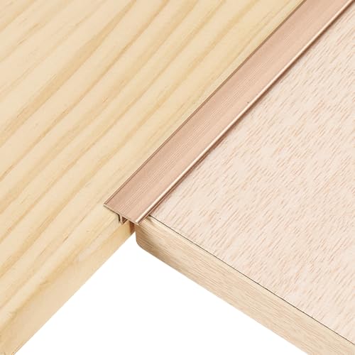 sourcing map 6 tiras de transición en T de 3 pies x 0.47 pulgadas, aleación de aluminio, vinilo para unir tablones laminados, azulejos, huecos de suelo, oro rosa