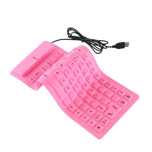Foldable Silicone Wired Silent Keyboard, 85-key Portable Soft Rubber Lightweight Waterproof USB Rollup Keyboard with 4.53ft for Laptop PC Computer Travel Office Home (Pink)