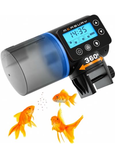 Measury Futterautomat Aquarium, Automatische Fischfütterung bis zu 4 Mal am Tag - Futterspender Fische, Fischfutterautomat