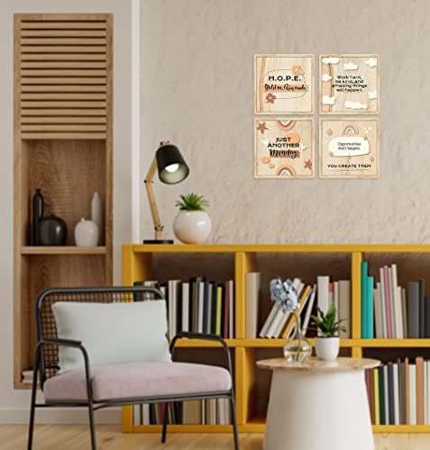 Image of ArtX Paper Motivational Quotes Wall Frame Art Painting, Framed Paintings For Home Office Decor 19 X 19 inches, 9.5 X 9.5 each, Multicolor Posters With Frame, Set of 4 (Work Hard)