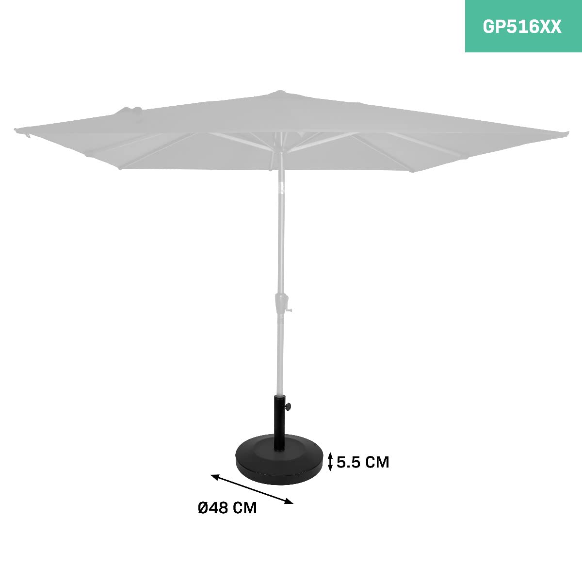 VONROC Sonnenschirmsockel, rund – 25kg – Beton und Stahlpulverbeschichtung – Geeignet für Stangendurchmesser 35/38/48mm – Geeignet Sonnenschirme Rosolina, Recanati, Rapallo & Torbole