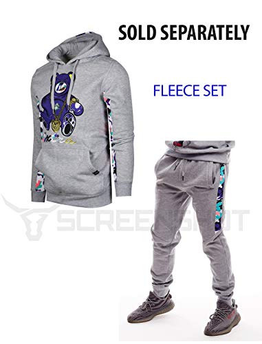 Screenshotbrand-F11972 Mens Urban Hip Hop Premium Pullover Fleece Hoodie - Activewear Street Fashion Bear Cartoon Embroidery Fleece-H.grey-Medium #TOP8