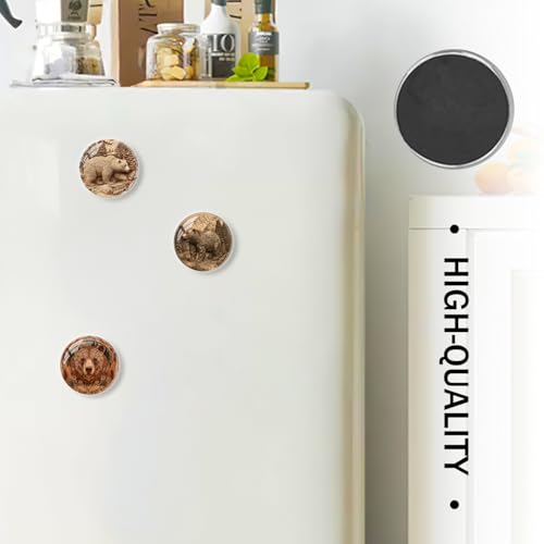 Set de 6 imanes redondos para refrigerador tema oso marrón miniatura 5