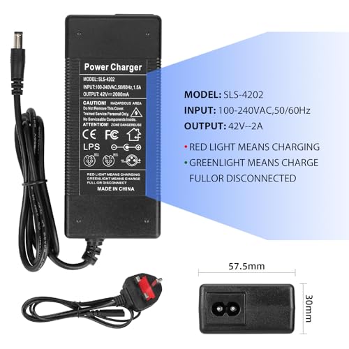 HPGAAVD 42V 2A Caricatore Monopattino Elettrico per Xiaomi M365/Ninebot G30/E/F Series，36V Caricabatterie universale al batterie litio con 3 Connettori，per Hoverboard,Bici Equilibrata,Drifting Board