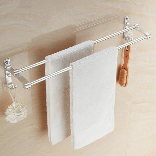 Aluminum Double Bar Towel Rack Holder for Bathroom and Kitchen 500mm Towel Rail with Two Bars