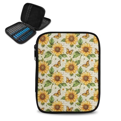 Vanideaoty Sunflower Crochet Hook Case Portable Knitting Needle Case without