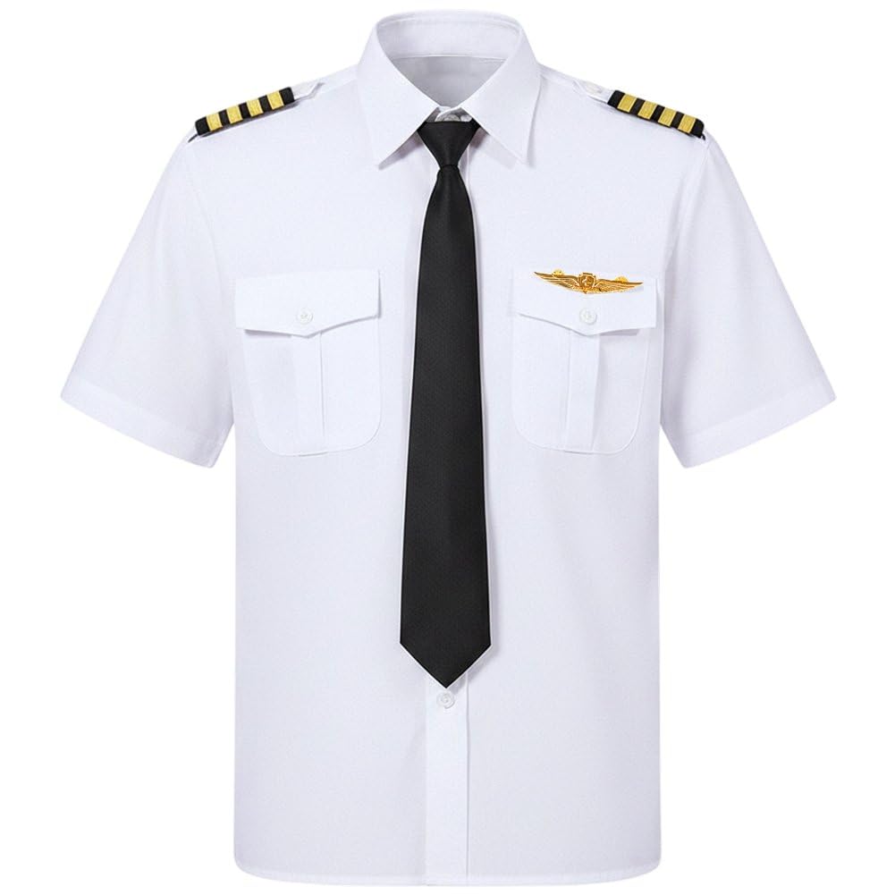 Camisa de piloto de aviación Ericetion ideal para uniformes de fiestas de adultos
