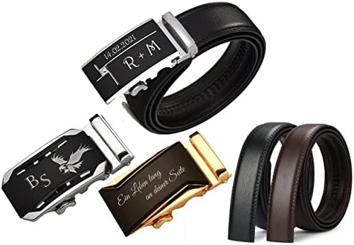 ID Herren Gürtel Echtleder mit Gravur nach Wunsch Automatik Schna...