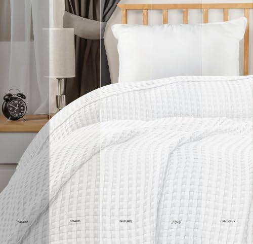 Couverture gaufrée en coton 300 GSM Utopia Bedding blanche de 228x182 cm - 8