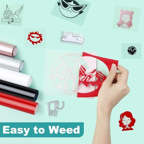 Image of HTVRONT HTV Heat Transfer Vinyl Bundle (14 Pack) - 12 inch x 3FT HTV Vinyl Rolls, Easy to Cut Iron on Vinyl for T-Shirts, Easy to Weed Heat Transfer Vinyl