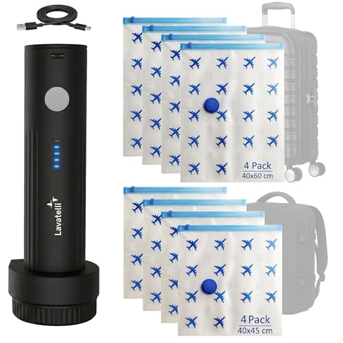 Lavatelli Vacuum Bags for Travelling with Pump – Wireless USB-C | 8 Vaccum Storage Bags 40×45 & 40×60 cm | Family Travel Kit | IndiGo SpiceJet | No Excess Baggage Fees-image-43