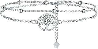 Lydreewam Tree of Life Bracelet for Women 925 Sterling Silver Double Chain Bracelet with Gift Box Valentine's Day Mother's Day Birthday Gift, Adjustable 17+4cm