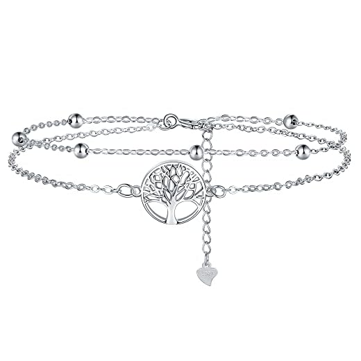 Lydreewam Lebensbaum Armband für Damen 925 Sterling Silber Baum des Lebens Doppel Armkette mit Geschenkbox für Geburtstag Muttertag Weihnachten, verstellbar 17+4cm