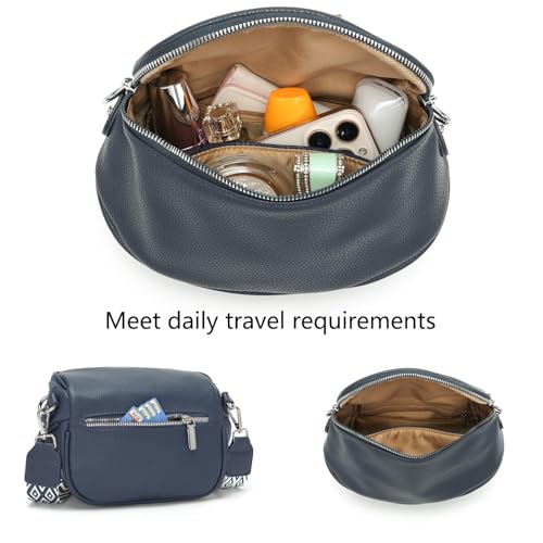 JSDOST Bauchtasche Damen klein Crossbody Bag Umhängetasche Damen Handtasche Veganes Leder Tasche Blau