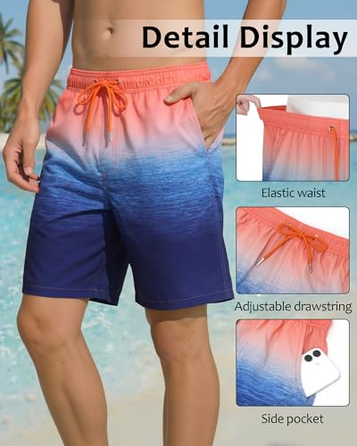 Image of Justay Mens Swim Trunks with Compression Liner 2 in 1 Quick Dry Board Shorts 7 Inch Bathing Suit Swimming Trunks for Men