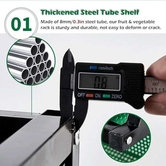 4-Tier Fruit & Vegetable Display Shelf with 4/8 Baskets, Metal Retail Rack for Supermarket, Kitchen, Store(Type B,Full)-M76uek2z