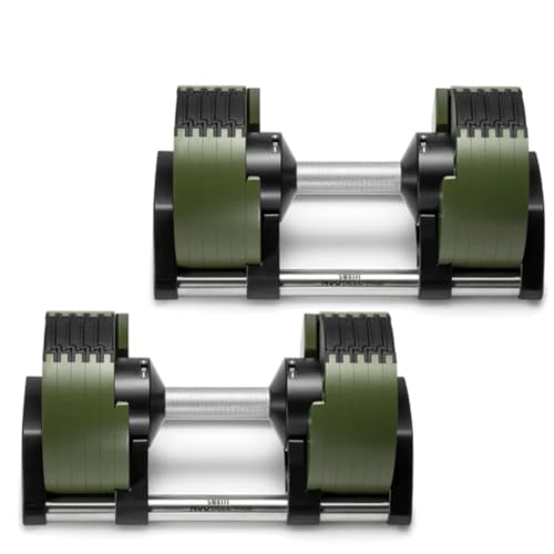 SMRTFT NUOBELL Adjustable Dumbbells 550 lb Set | Original NUOBELL | 10 Weights in 1 for Home Gym Strength Training | Steel-Knurled Handle | Space-Saving Dumbbell Set of 2 | 2-Year Warranty