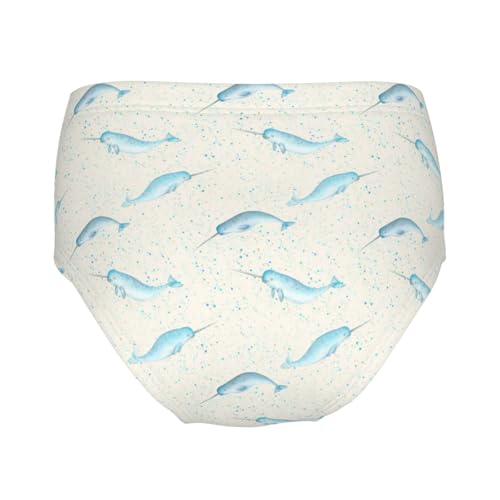 Watercolor Blue Teal Narwhals Girls' Underwear Soft Cotton Little Girls Panties Comfort Briefs2