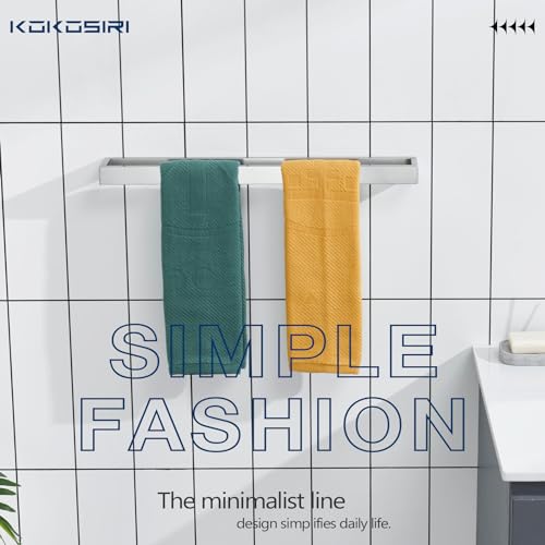 Image of KOKOSIRI Towel Bars Brushed Nickel Bath Towel Hanger Holder 24-Inch Kitchen Rack Stainless Steel for Bathroom Hardware Wall Mount, 2 Pack B4008BR-L24-P2