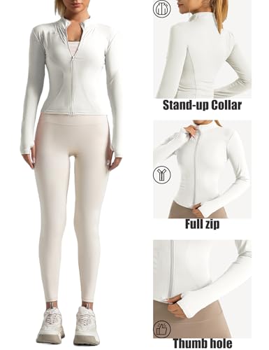 Heinaroman Chaqueta Deportiva para Mujer, Ligera, para Correr, Yoga, con Cremallera, Transpirable, con Agujeros para Los Pulgares, para Correr, Yoga, Gimnasio. - imagen 5