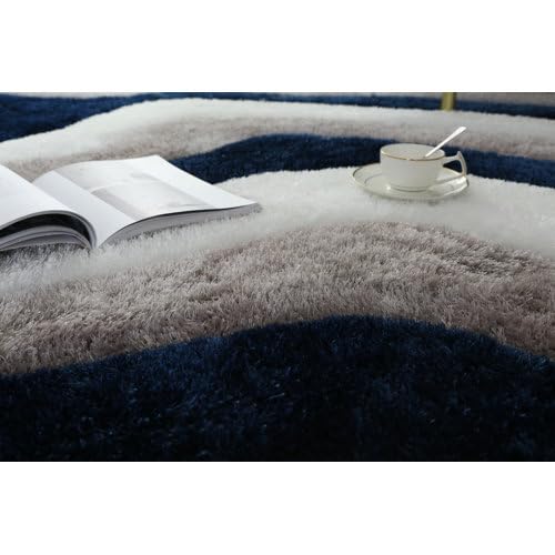 Image of Handmade Shaggy Pure Microfiber Smooth & Anti-Skid Carpets for Bedroom & Living Room, 2 inch Thicknesss Size- 5X8 Feet