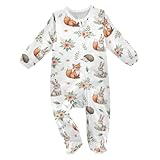 Emelivor Animals Rabbit White Baby Newborn One-Piece Pajamas Footie Long Sleeve Romper Pjs for Girls Boys Kids