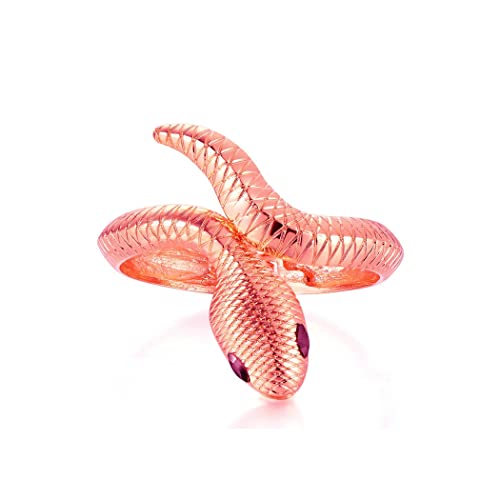 Wellotus Women's Curved Alloy Crystal Cuff Snake Bangle Costume Statement Chunky Spring Bracelet Hip Hop Cocktail Snake Jewelry (Rose Gold) #TOP1