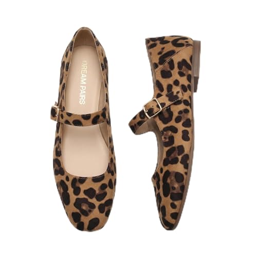 Imagen de DREAM PAIRS Zapatos Planos para Mujer Mary Jane de Punta Cuadrada Cómodos y Casual Zapatos de Vestir Slip On Bailarinas con Correa de Hebilla para Trabajo