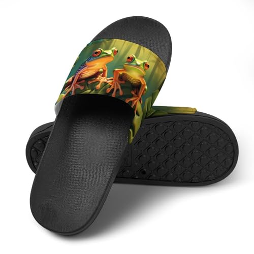 Frogs Standing on A Leaf House Sandals Non-Slip Bathroom Slippers Beach Summer Shoes for Men Women4