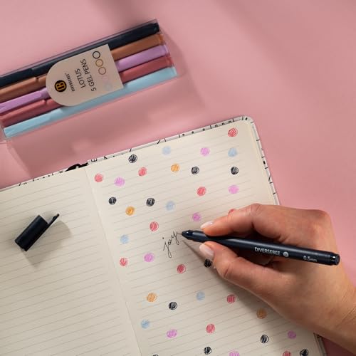 Image of DIVERSEBEE Assorted Gel Ink Pens, 0.5 mm Gel Pens Fine Point, Cute Fine Tip Bible Pens No Bleed Through, Bible Study Journaling Supplies, 5 Pack Set (Lotus)