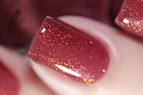 Image of ILNP Cross My Heart - Crisp Rustic Red Holographic Jelly Nail Polish