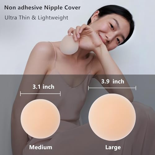 Bontierie Go Braless Body Grippy-not-sticky Seamless 2 Pairs Nipple Covers Ultra-Thin Non-Adhesive Reusable Pasties Creme - Thumbnail 6