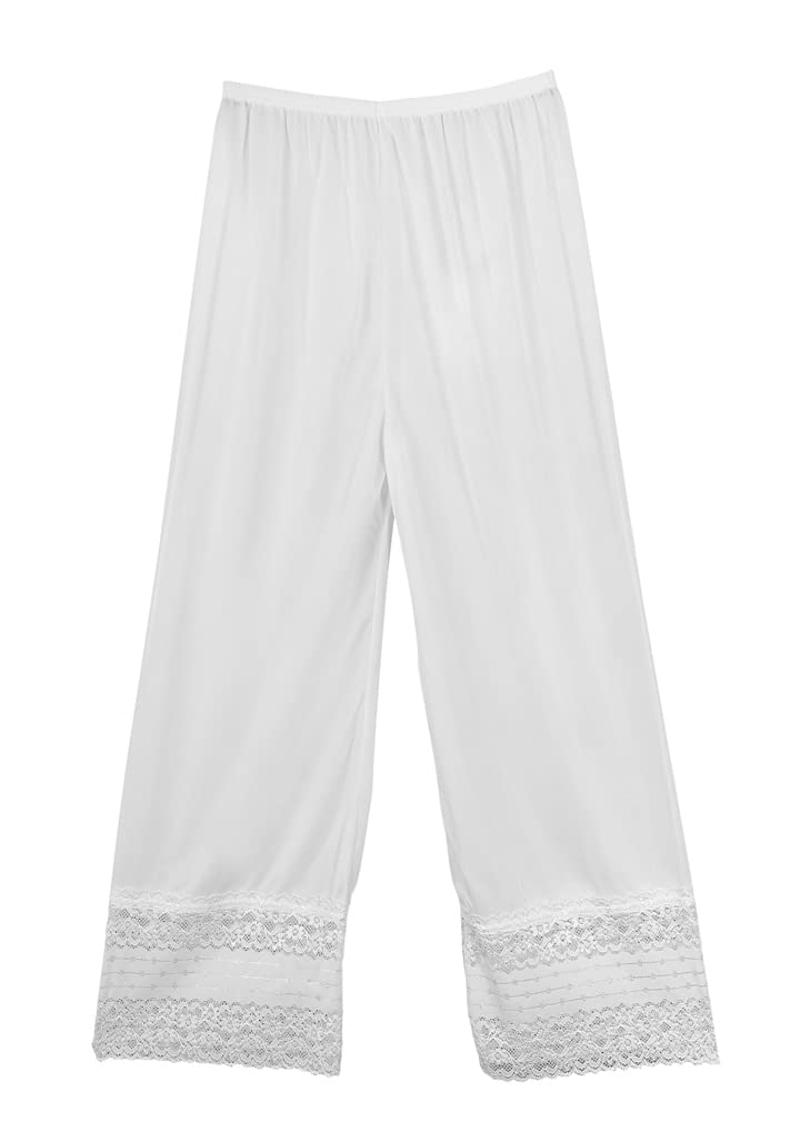 City RoseFull Length Soft inner Pants Trousers Big Lace Silk 100% with Elasticised Waistband Women