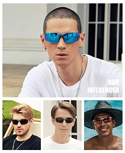 Duco męskie okulary sportowe, polaryzowane, do jazdy samochodem, ultralekkie, z metalową oprawką ze stopu aluminium i magnezu, UV400, okulary przeciwsłoneczne 8177S, 64
