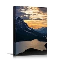 Canvas Wall Art Mountain Sunset I Coastal Orange Photography Relax/Calm Romantics Sunset Warm - 12x18 inches