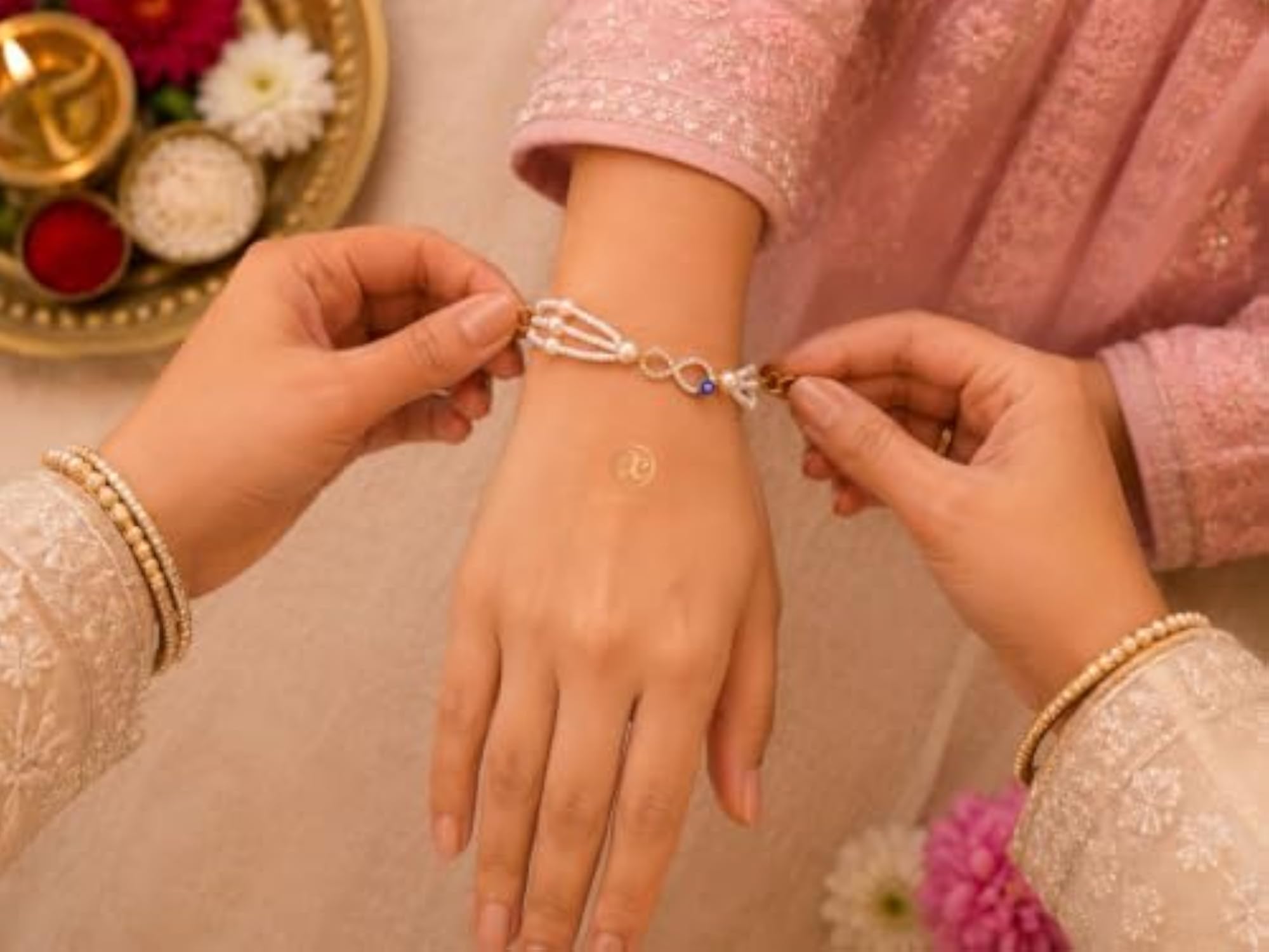 Rakhi Hamper for Brother with Leheriya Ethnic Mobile Pouch